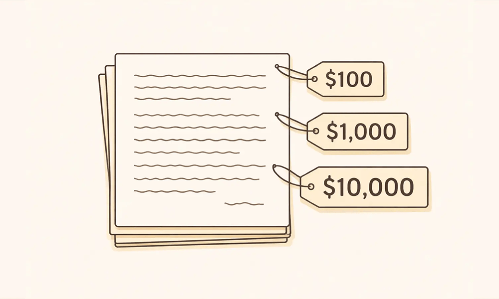 Document with price tags